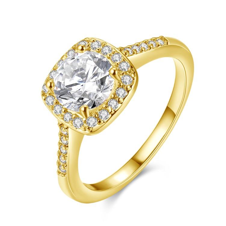 18K Gold-Plated Halo Ring Made with Swarovski Elements - Clearestshop