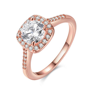 18K Gold-Plated Halo Ring Made with Swarovski Elements - Clearestshop