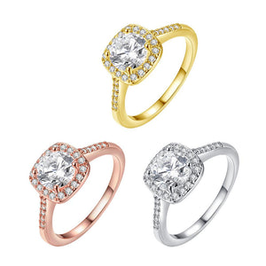 18K Gold-Plated Halo Ring Made with Swarovski Elements - Clearestshop